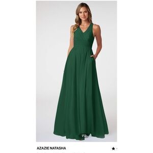 Azazie Bridesmaids Dress - Size A10, Style: Natasha, Color: Dark Green